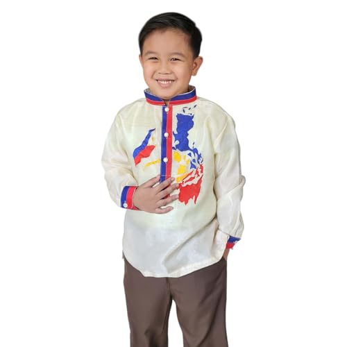 Beige Traditional Filipino Barong Tagalog (US, Age, 7 Years, Regular)