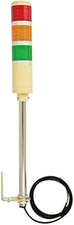 Signaworks 3 Stack Super Bright LED Tower Light, Steady & Flashing, 24V AC/DC, Red/Amber/Green, 12 inch Threaded Pole, Right Angle Bracket, 5 Foot Bare Wire Leads (NO Power Cord OR Controls Included)