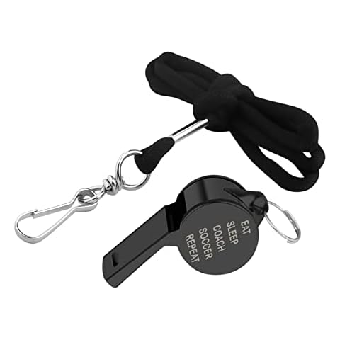BEKECH Soccer Coach Whistle Soccer Gifts Eat Sleep Coach Soccer Repeat Whistles with Lanyard Thank You Soccer Coach Gift, metal Cover