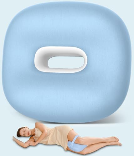 beslovo Side Sleeper Knee Pillow, Memory Foam Leg Pillow, Ergonomic Between Leg Pillow Eases Back Hip Pain, Spine Alignment Sciatica Relief, Knee Pillow with Ice Silk Cover and Elastic Strap (Blue)