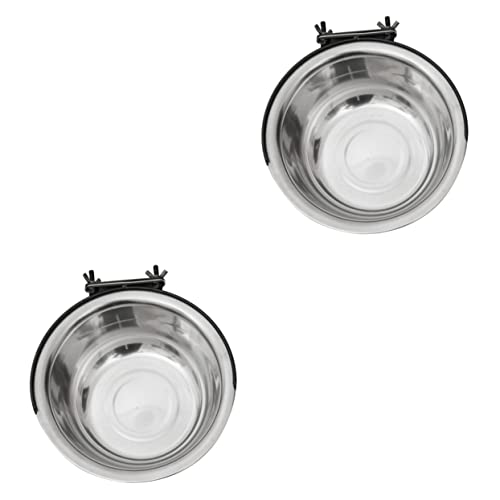 2個 ドッグフードボウル ケージウォーターボウル ドッグボウルホルダー ケージハンギングボウル ウサギのウォーターディスペンサー インコフードボウル ウサギのウォーターサーバー シルバー×2個 11x3.5cmx2pcs