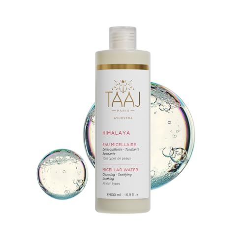 TAAJ | Eau Micellaire - HIMALAYA | Nettoie, Tonifie & Apaise la peau | Démaquille & Élimine les impuretés | Peau Douce & Souple | Teint Frais & Lumineux | Tous types de peaux | Vegan | 500 ml