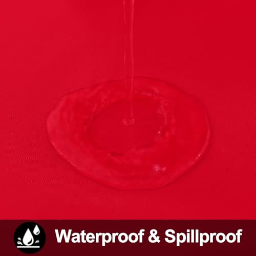 Image of Smiry Rectangle Table Cloth 60x140 Inch, Waterproof Wipeable Vinyl Tablecloths Protector, Oil Spill Proof Plastic Table Cover for Dining, Banquet, Christmas and New Year Parties, Red