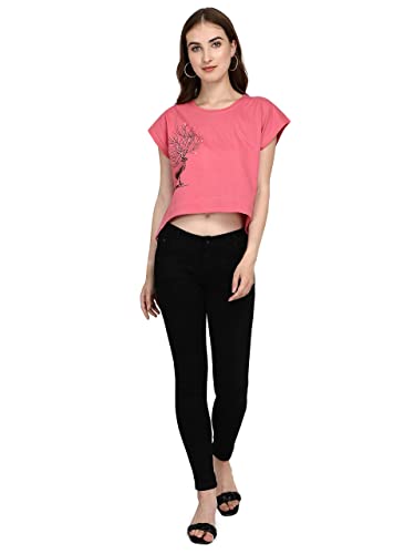 Image of Leriya Fashion Women's Haran Print Lycra with Animal Print Design on Half-Sleeve Regular Fit Office wear,Casual wear Top