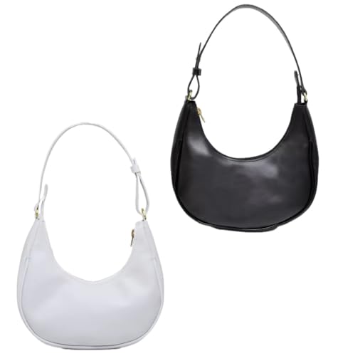 Bolsa Feminina Meia Lua Baguete Clutch Luxo Ombro E De Mão (Preto)