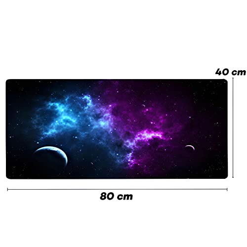 Retoo Alfombrilla de ratón XXL, 785 x 400 mm, grande, alfombrilla de ratón para juegos con diseño de cosmos, superficie especial, mejora la velocidad, bordes sin flecos, tamaño grande - imagen 9