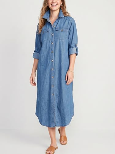 Image of Kuraki Women's Casual Print Button Front Maxi Shirt Dress