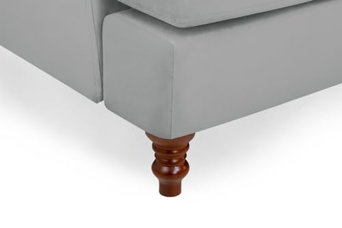 Honeypot Sofa - Bari Corner Sofa for Living Room - Left Hand Facing 4 Seater Corner Couch Upholstered in Grey Velvet | Setup Included | Made in EU | Built to Last (Left Hand Facing Corner, Grey) - Image 4