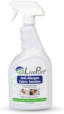 LivePure LP-SPR-32 Anti-Allergen 32 OZ Fabric Spray for Household Surfaces, Upholstery, Allergies from Dust Mites and Pet Dander, White