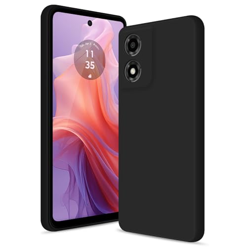 Btstring Case for Motorola Moto E14 Soft Silicone Case with Upgraded Camera Protection Shockproof Slim Case Cover with Anti-Scratch Microfiber Lining Black