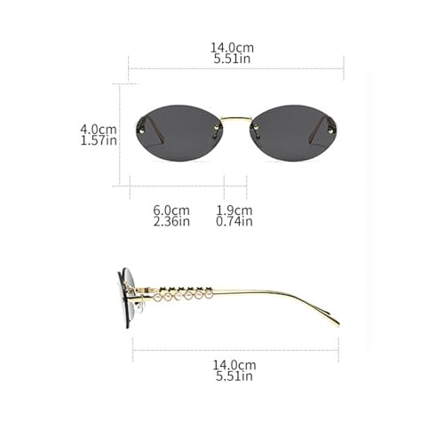 laureles Frameless Oval Sunglasses Women's Rimless Pearl Sunglasses Men Champange Gradient Goggles Female3