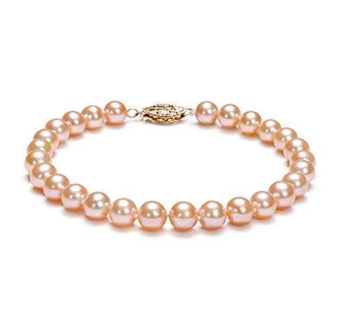 Pink 6-7mm AA Quality Freshwater Gold filled Cultured Pearl Bracelet For Women