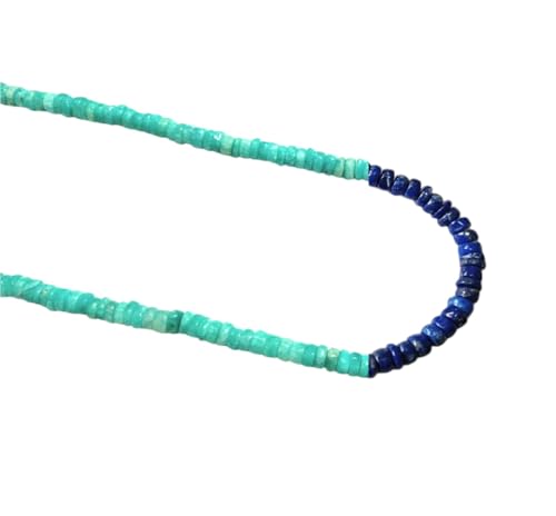 Collier amazonite et lapis lazuli hypoallergénique en argent sterling 45cm - 3