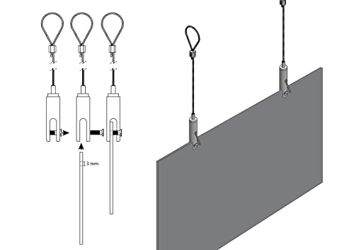 Image of STAS Suspension Set with Panel Hanger (4 mm) and Fixed Loop Mount (for Panels up to 4 mm) (Pack of 2)