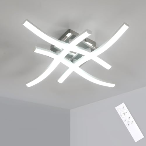 Image of Dorlink LED Ceiling Light, 2520LM Modern Dimmable Light with Remote Control, Elegant Curved Design Chandelier 4 Built-in Boards, 28W White Bedroom Lights Ceiling for Living Room, Kitchen