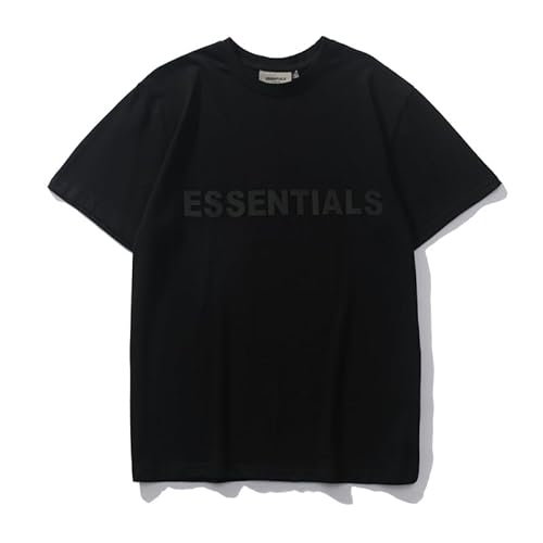 bziynez Cotton Fashion Crew Neck Short Sleeve Shirt Hip Hop T Shirt for Men and Women Black XL