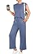 GRECERELLE Damen Trainingsanzug Sommer Zweiteiler Elegant Leichte Tracksuit Lässige Sport Set Jogginganzug Sweatshirt & Jogginghose für Running Yoga Gym (Denim Blau, L)