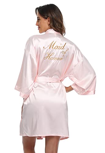 Image of Super Shopping-zone Women's Pure Bride Robes Embroidery Bridesmaid Robes Bridal Party Kimono Robe Wedding Sleepwear