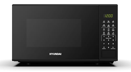 Hyundai 800W 20L Black Digital Microwave, Stainless Steel Interior, 11 Power Levels, Automatic Defrost, 6 Auto Cook Modes, Clock and Timer, Digital Controls, Easy Clean & Child Lock