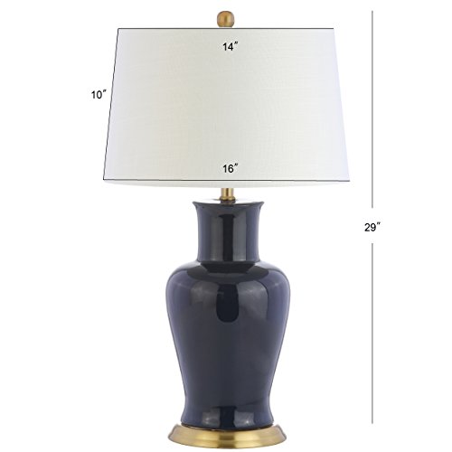 JONATHAN Y 29" Navy Traditional Ceramic Urn LED Table Lamp for Bedroom Decor, White Linen Drum Shade, Classic Nightstand Lamp for Living Room, LED Bulb Included (JYL4026B) by JONATHAN Y - Image 6