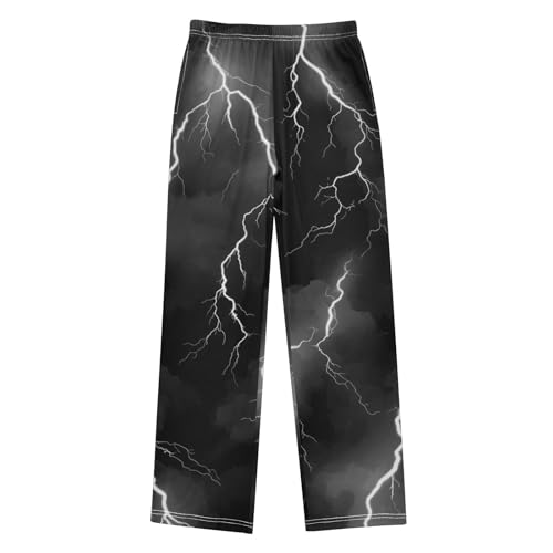ZZXXB Lightning Print Boys Long Pants Soft Trousers Elastic Waist Kids Lounge Bottoms with Pockets S-XL