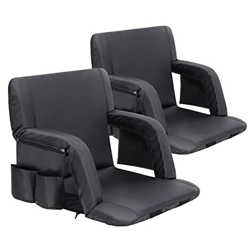 Sportneer Stadium Seats for Bleachers with Back Support, 2 Pack Reclining Stadium Seats Portable with Thick Padded Cushion Back Supports Armrests for Benches Sporting Events Beaches Camping Concerts