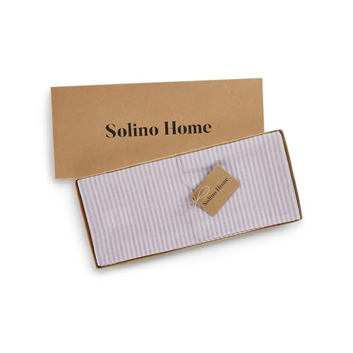 Solino Home 100% Pure Linen Table Runner 14x36 Inch - Narrow Stripe Small Pink and White Cloth Table Runner for Dresser, Coffee Table, Handcrafted Machine Washable Fabric - Summer by Solino Home - Used condition - Image 5