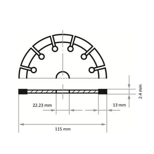 LUKAS ERZETT 1 disco de corte de diamante LD Multi S13 para hormigón/material de construcción Ø 115 mm para amoladora angular - 14,5 x 12 x 1,5 cm