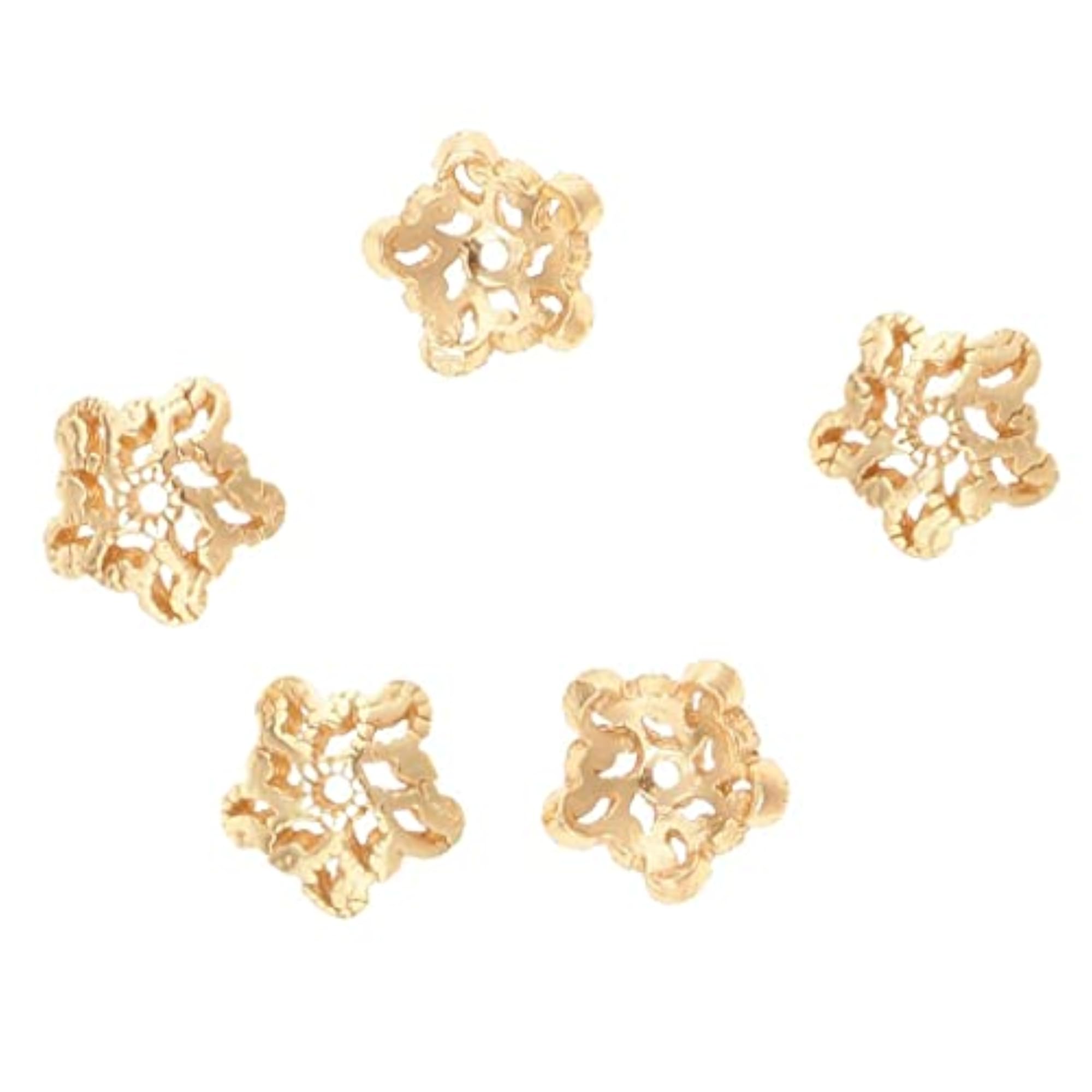 5Pcs Antique Flower Cap 925 Sterling Loose Beads End Cap
