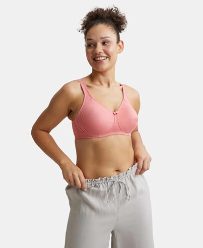 Image of Jockey ES13 Women Wirefree Non Padded Super Combed Cotton Elastane Stretch Full Coverage Plus Size Bra with Side Panel Support