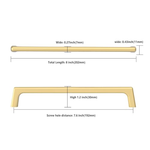 Image of Asidrama 6 Pack 7.5 Inch(192mm) Gold Cabinet Pulls Cabinet Handles Cupboard Handles Kitchen Cabinet Hardware for Cupboard Drawer Pulls