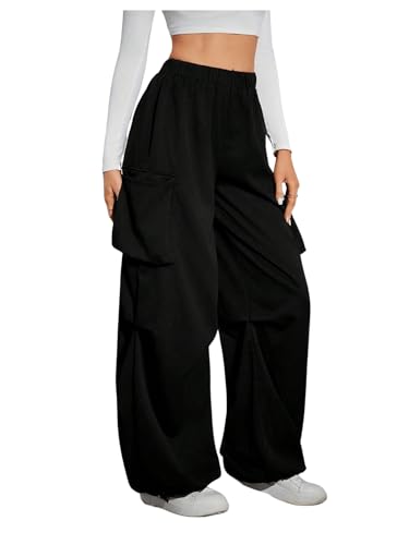 SweatyRocks Women's High Waisted Cargo Pants Wide Leg Streetwear Casual Pants with Pockets3