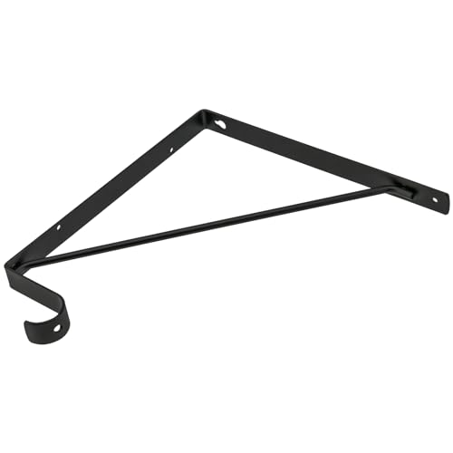 HOIGON 8 Pcs 11 x 6.9 Inch Closet Rod Brackets, Heavy Duty Closet Shelf Brackets, Wall Mounted Closet Rod Support Holders for Shelf Storage and Closet Rod, Black - Thumbnail 5
