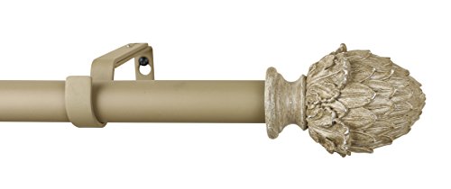 Urbanest 1-inch Diameter Artichoke Adjustable Single Drapery Curtain Rod, 84-inch to 120-inch, Cottage