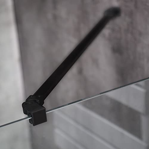 Barra estabilizadora para ducha, grosor del cristal, 6 mm, 8 mm, 10 mm, con articulación giratoria de 180°, barra de sujeción para pared de cristal, rectangular, negro mate
