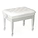 Amadon Tabouret De Piano Réglable en Bois De Tabouret De Clavier pour Personne Unique avec Siège Rembourré en Cuir, Parfait pour Les Enfants D'orchestre D'artistes,Blanc