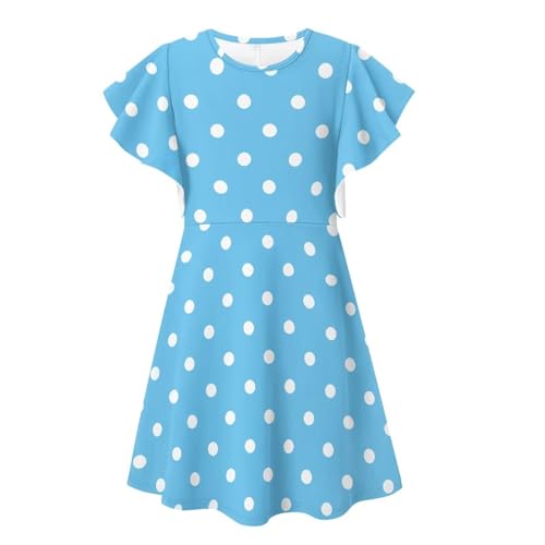Casual Ruffle Sleeve Dress for Girls Elegant Formal Flowy Party Dresses A Line Crew Neck Summer Sundress for Birthday4
