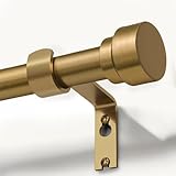 Gormena Gardinenstange Antik Messing 80-218cm Lang Ausziehbar für Deckenmontage Wandmontage Ø25 mm 15KG Stabil Und Durchhangfrei Metall FüR Schlafzimmer Wohnzimmer Oder KüChe Einfache Montage