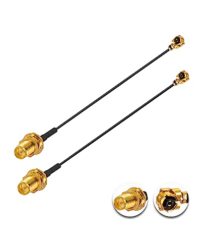 Vecys 2 Stück U.F.L1 zu RP-SMA Buchse Low Loss Koaxialkabel 2' /5CM U.F.L1 1.13mm Mini-Koaxial Pigtail Kabel für Wireless Router Mini PCIE Netzwerkkarten PCI Wi-Fi WAN Repeater