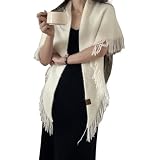 flecos bufanda tejer Material de mezcla de lana de alta calidad: estas envolturas de pashmina para mujer están hechas de tela de mezcla de lana suave, ofreciendo comodidad ligera y excelente calidez. Adecuado como chal de lana o envoltura de punto de mezcla de lana