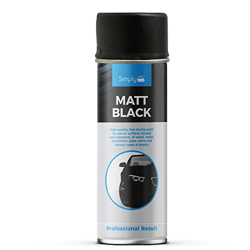 Simply SP-021 High Quality Fast-drying Matt Black Car Spray Lacquer for Multi-surface Use on Wood Metal Aluminum Glass Stone and Various Types of Plastic, Non-Fading & UV-resistant, 500ML