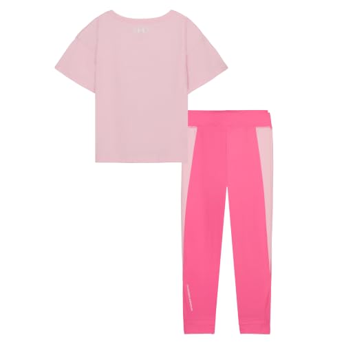Image of Under Armour Girls 2-piece Short Sleeve Tee and Leggings Set, Soft & Comfortable