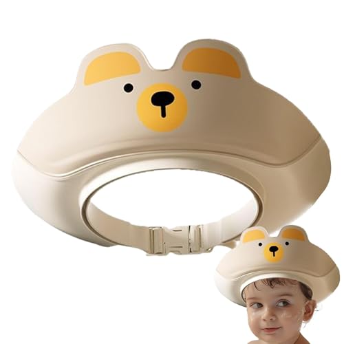 Capas de ducha para niños pequeños, sombrero de ducha para niños pequeños,Cartoon Bear Shape Shampoo Visin para niños | Capas de baño de champú de niños plegables con protección de oídos para amigos F