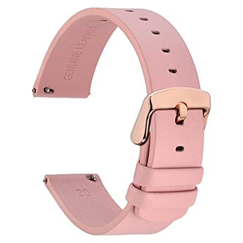 WOCCI 20mm Flat Leather Watch Strap - Light Pink Cover
