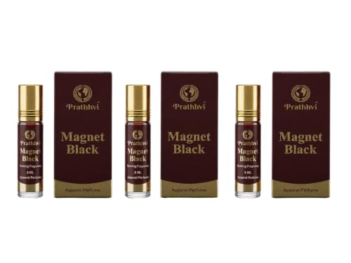 Image of Magnet Black Attar Roll-On Perfume Oil 8 ml x 3 | Alcohol Free | Long Lasting Rich Fragrance | Men & Women | Pocket Size Travel Friendly Roll On | Daily Wear Fragrance - Pack of 3