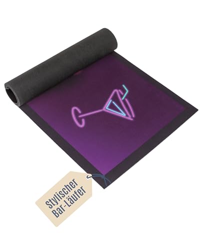 Out of the blue Barmatte im Cocktails-Design - Stylischer 89 x 25 cm Bar-Läufer - rutschfeste Matte für Gläser, Shaker & Zubehör - Robuste Thekenunterlage - Ideal für Hausbar, Theke & Partys