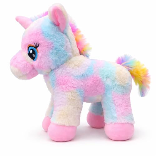 Image of Multicolor Unicorn Soft Toy - 25cm Length | Cute Plush Stuffed Animal for Kids & Girls | Ultra Soft, Fluffy & Lightweight Color May Vary