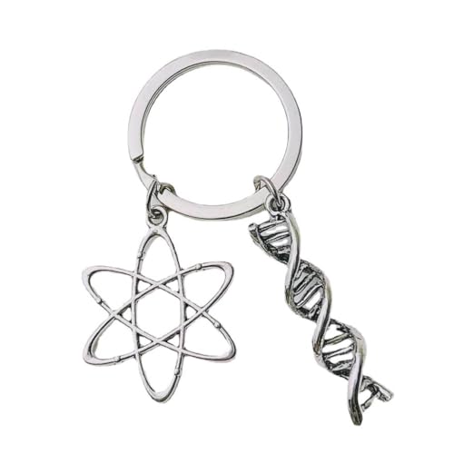 Greabuy Porte-clés pour femme, biologie chimie, porte-clés molécule unique, accessoire portable et élégant pour microscope ADN de médecin, bijou, b