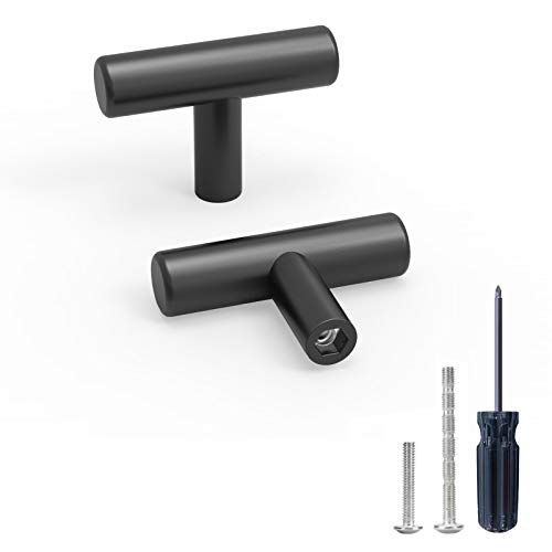 5 Pack Black Cabinet Knobs - DIYZON Stainless Steel Modern Style Cabinet Handles - 50mm Kitchen Cabinet Hardware Single HoleÂ Drawer Knobs