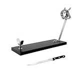 Fackelmann Set Soporte Jamonero Giratorio XXL Negro, 48x34 cm, Especial Jamones Grandes, Incluye Cuchillo Jamonero 24/36 cm